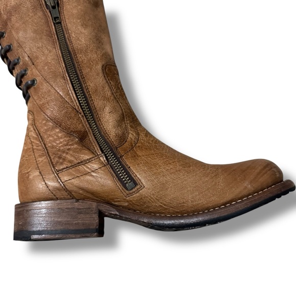 Bed Stu Surrey Tall Lace Up Boots Caramel Brown Distressed Leather Women’s 8 - Picture 13 of 14
